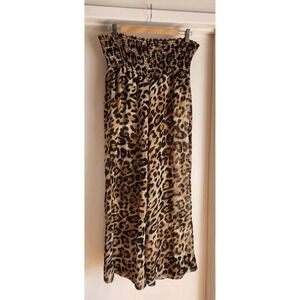 Show Me Your Mumu Smocked Leopard Print Wide Leg Pants S/M USA Made‎